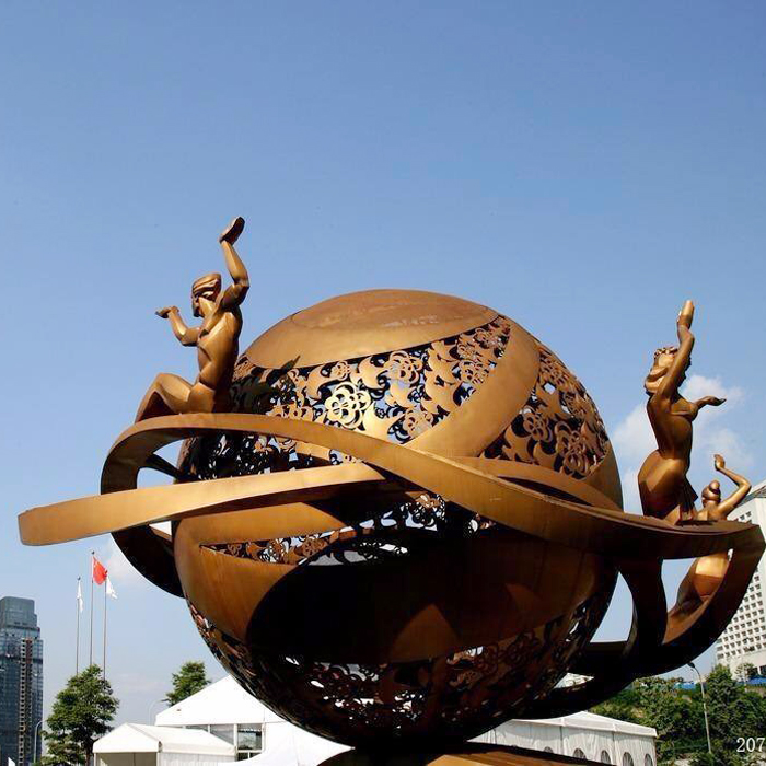 城市廣告標(biāo)識雕塑古銅漆 