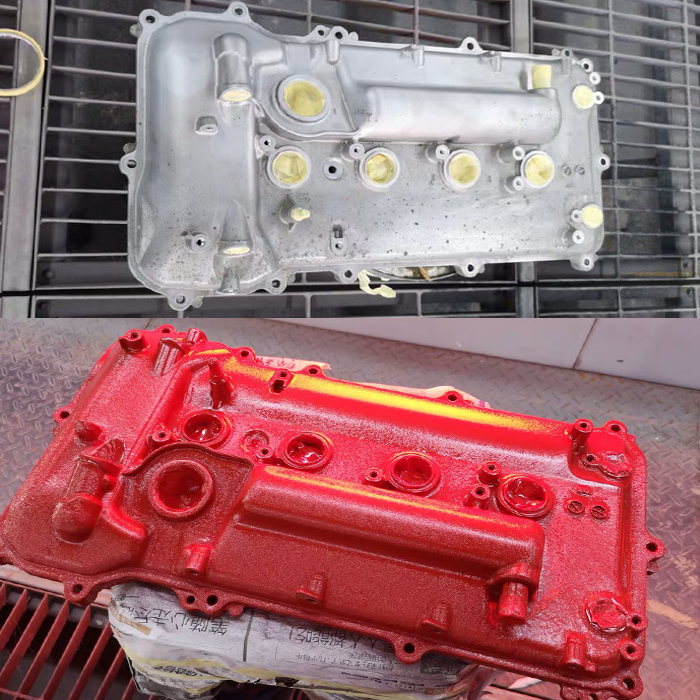 機(jī)車發(fā)動機(jī)改裝紅色皺紋油漆——客戶喜歡的紅頭機(jī)夢想達(dá)成